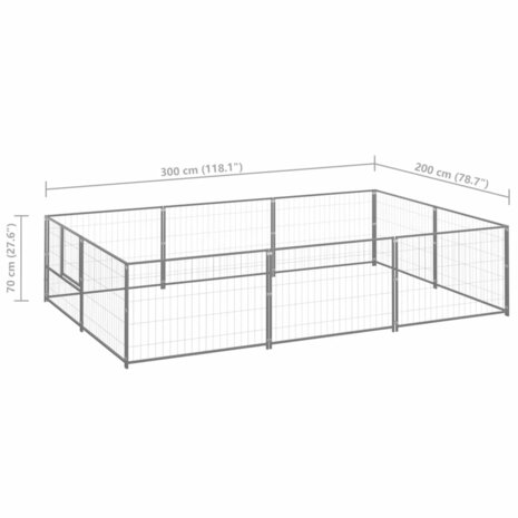 Hondenkennel 6 m² staal zilverkleurig 6