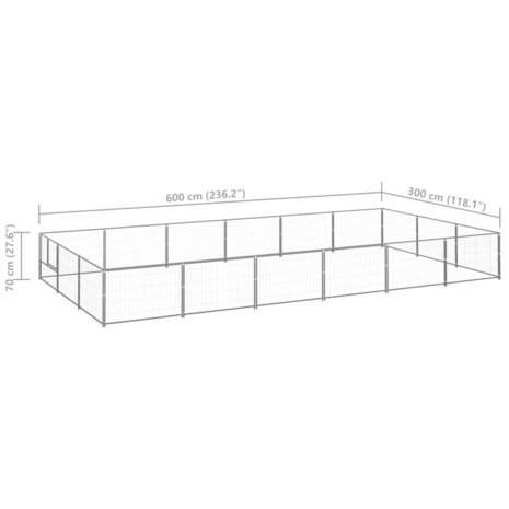 Hondenkennel 18 m² staal zilverkleurig 6