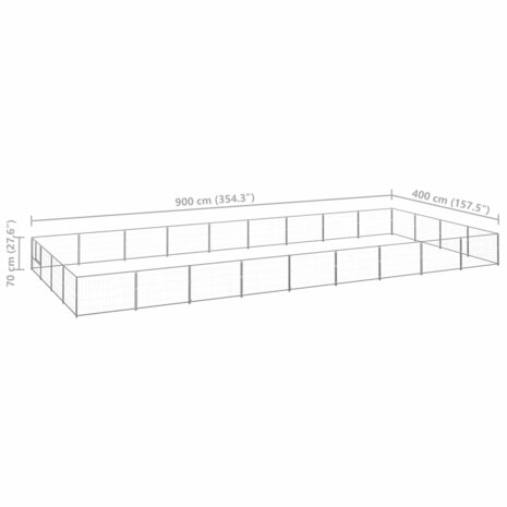 Hondenkennel 36 m² staal zilverkleurig 6