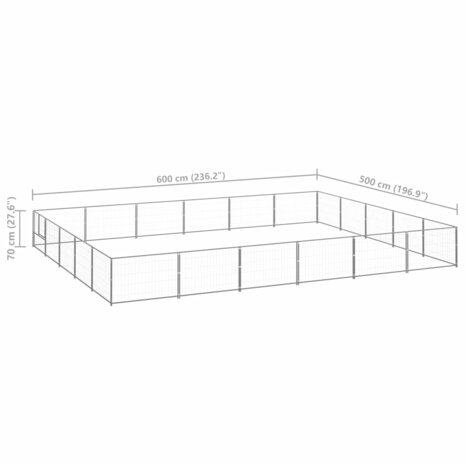 Hondenkennel 30 m² staal zilverkleurig 6