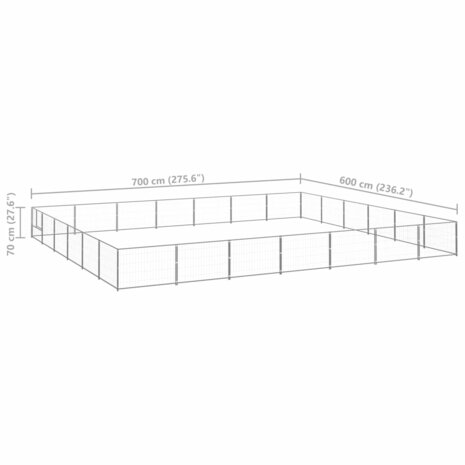 Hondenkennel 42 m² staal zilverkleurig 6