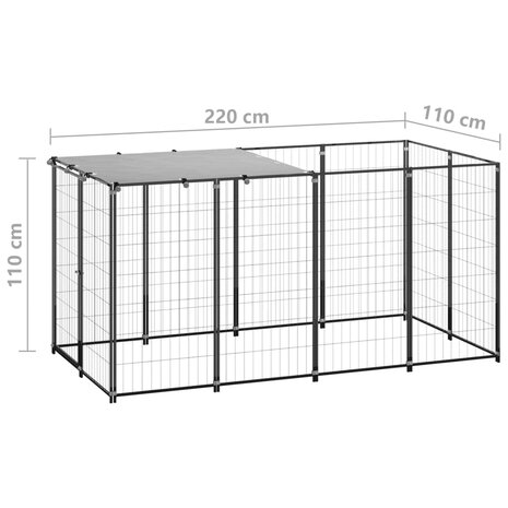 Hondenkennel 2,42 m² staal zwart   6