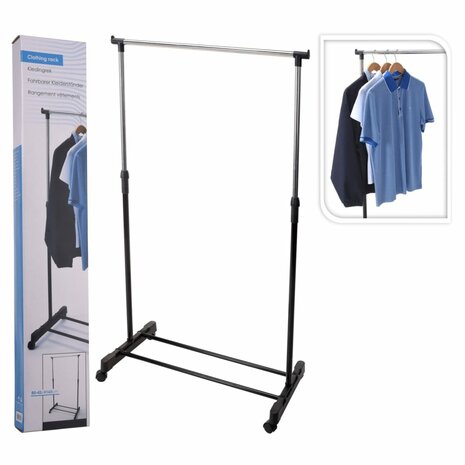 Storage solutions Kledingrek met wielen enkele stang 80x42x(90-165) cm 8