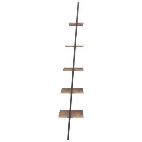 Ladderrek met 5 schappen 64x34x185,5 cm donkerbruin en zwart 4