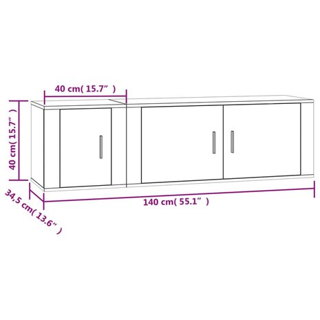 2-delige Tv-meubelset bewerkt hout wit 10