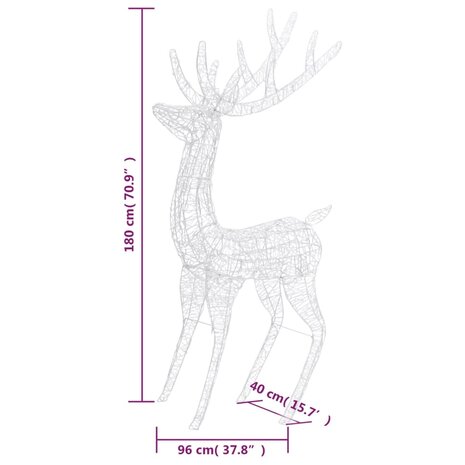 Kerstdecoratie rendier XXL 2 st 250 LED meerkleurig 180cm acryl 7