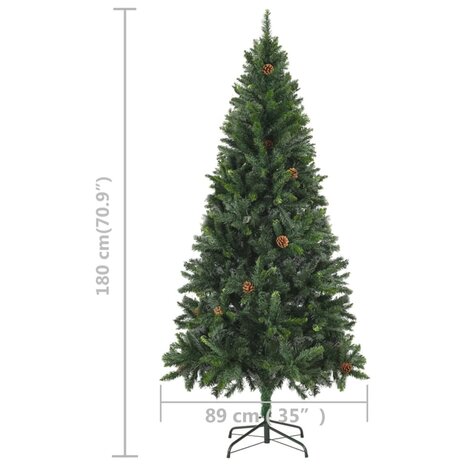 Kunstkerstboom met verlichting en dennenappels 180 cm groen 11