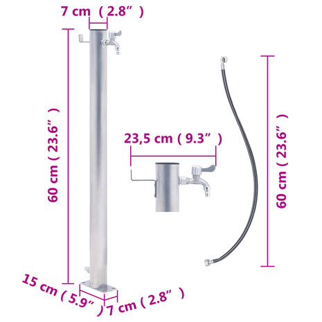 Waterzuil rond 60 cm roestvrij staal 7