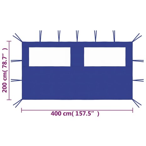 Prieelzijwand met ramen 4x2 m blauw 4