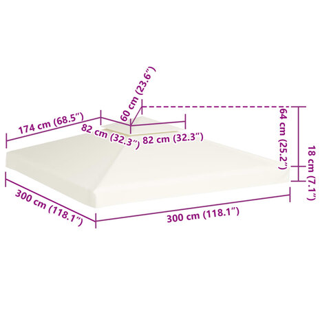 Vervangend tentdoek prieel 310 g/m² 3x3 m crèmewit 6