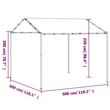 Tuinpaviljoen 3x3 m staal en stof antracietkleurig 9