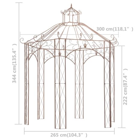 Tuinpaviljoen 3 m ijzer antiekbruin  6