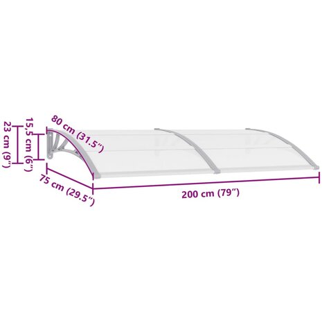 Deurluifel 200x75 cm PC grijs en transparant 6