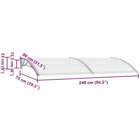 Deurluifel 240x75 cm PC grijs en transparant 6