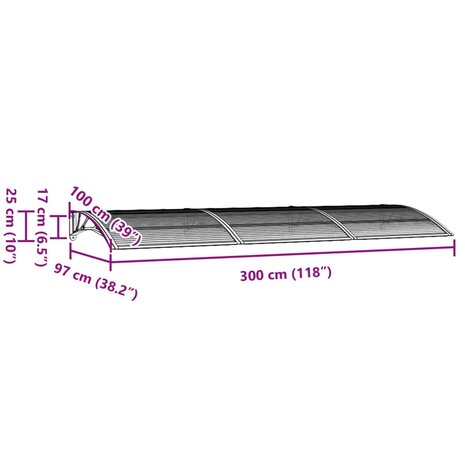 Deurluifel 300x100 cm polycarbonaat zwart 6