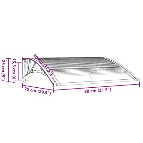 Deurluifel 80x75 cm polycarbonaat grijs en transparant 6