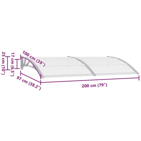 Deurluifel 200x100 cm PC grijs 6