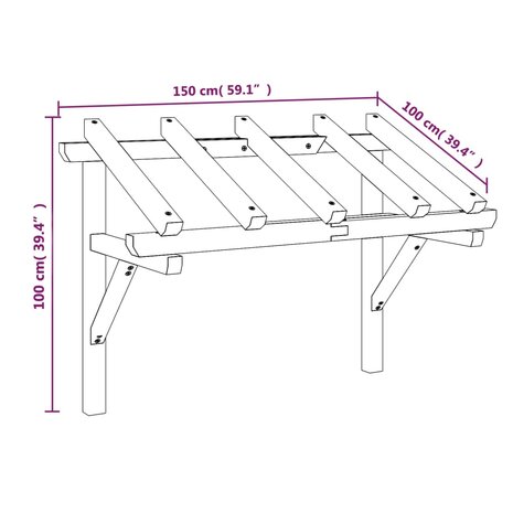 Deurluifel 150x100x100 cm massief grenenhout 8