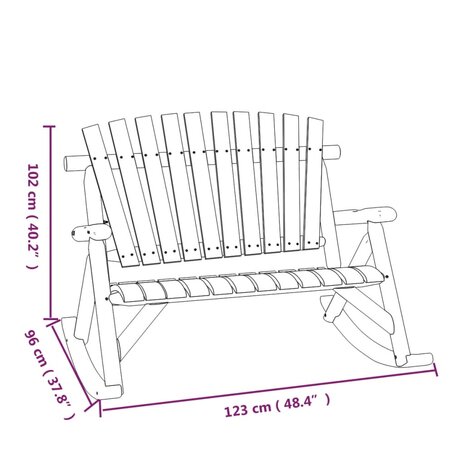 Schommelbank 2-zits 123x96x102 cm massief vurenhout 6