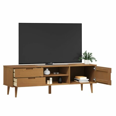 Tv-meubel MOLDE 158x40x49 cm massief grenenhout bruin 3