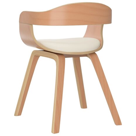 Eetkamerstoelen 2 st gebogen hout en kunstleer crèmekleurig 6