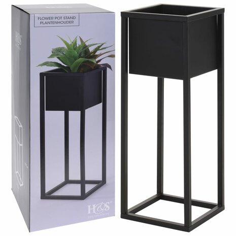 H&S Collection Bloempot op standaard 60 cm metaal zwart 1