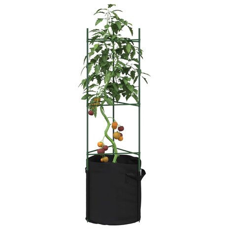 Tomatenkooien met plantenzak 8 st 116 cm staal en polypropeen 1