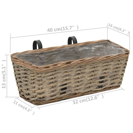 Balkonbakken 2 st 40 cm wicker met PE-voering 6