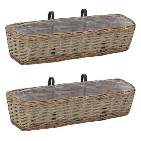 Balkonbakken 2 st 60 cm wicker met PE-voering 1