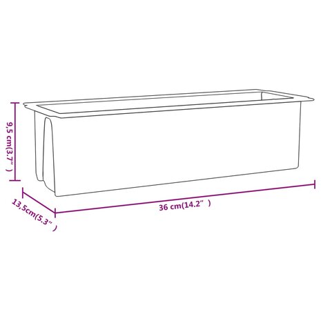 Bloembakken voor europallets 12 st 36x13,5x9,5 cm PP grijs 8