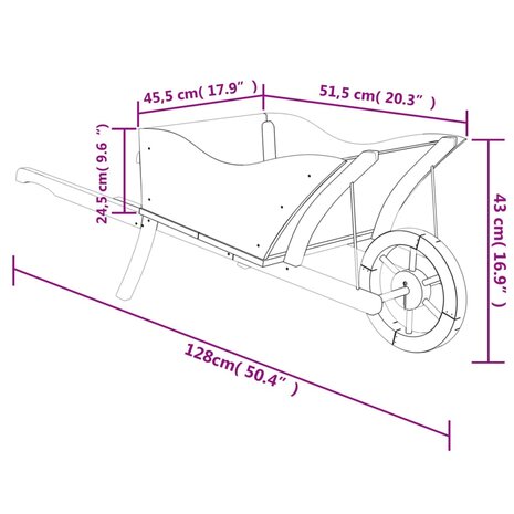 Plantenbak kruiwagen 128x45,5x43 cm massief vurenhout 8