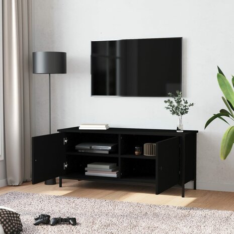 Tv-meubel 102x35x45 cm bewerkt hout zwart 3