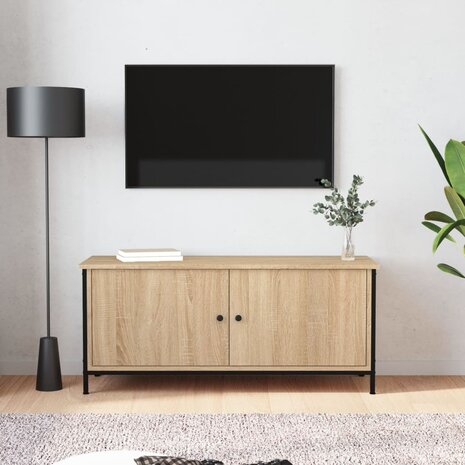 Tv-meubel 102x35x45 cm bewerkt hout sonoma eikenkleurig 1