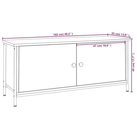 Tv-meubel 102x35x45 cm bewerkt hout sonoma eikenkleurig 10