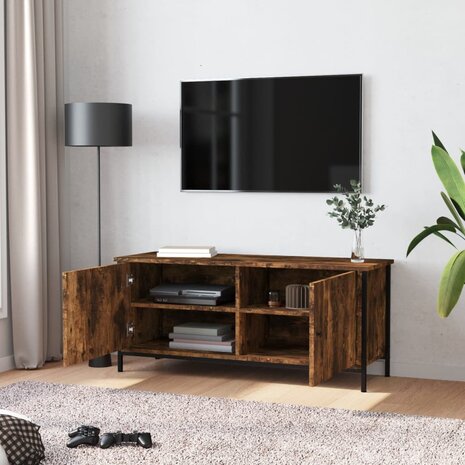 Tv-meubel 102x35x45 cm bewerkt hout gerookt eikenkleurig 3