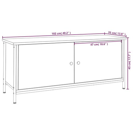 Tv-meubel 102x35x45 cm bewerkt hout gerookt eikenkleurig 10