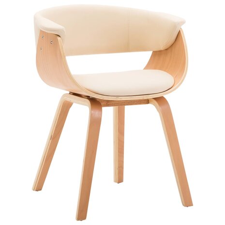 Eetkamerstoelen 6 st gebogen hout en kunstleer crème 3