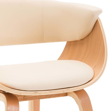 Eetkamerstoelen 6 st gebogen hout en kunstleer crème 7