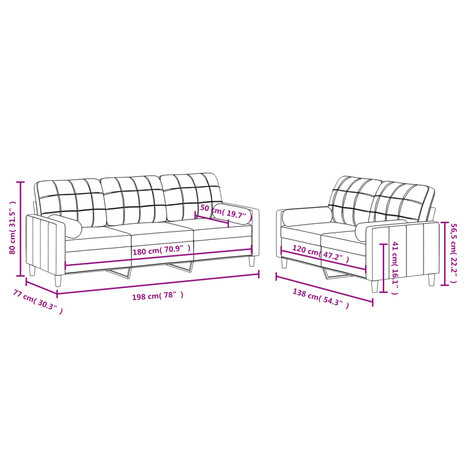 2-delige Loungeset met kussens stof zwart 8