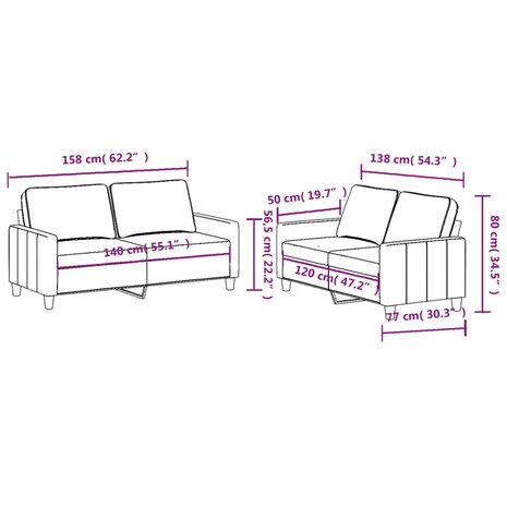 2-delige Loungeset met kussens stof lichtgeel 6