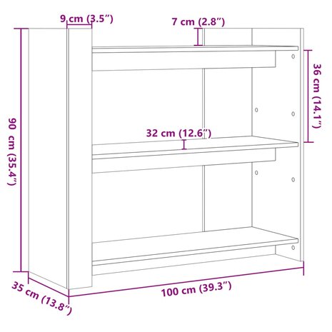 Wandtafel 100x35x90 cm bewerkt hout betongrijs 8