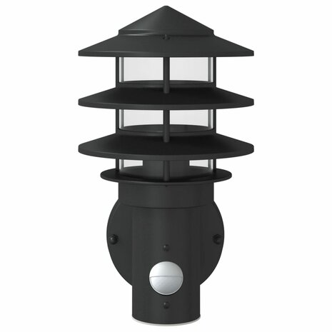 Buitenwandlamp met sensor roestvrij staal zwart 4