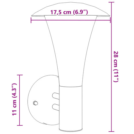 Buitenwandlamp roestvrij staal zwart 7