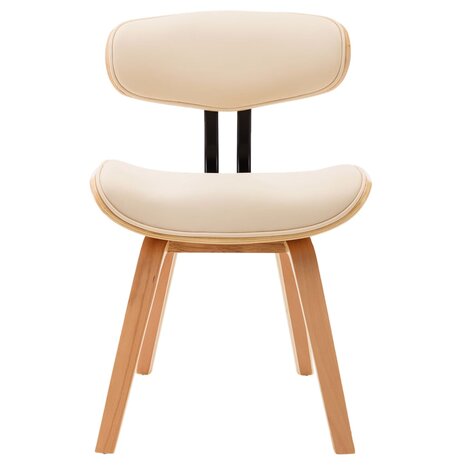 Eetkamerstoelen 4 st gebogen hout en kunstleer crèmekleurig 4