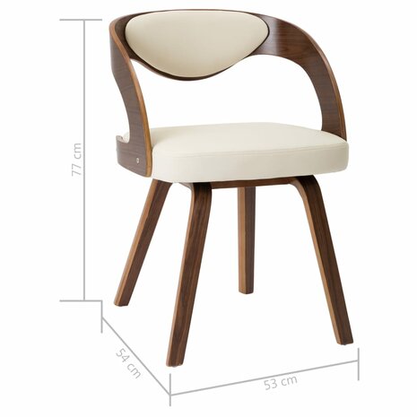 Eetkamerstoelen 6 st gebogen hout en kunstleer crème 7