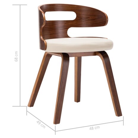 Eetkamerstoelen 4 st gebogen hout en kunstleer crèmekleurig 7