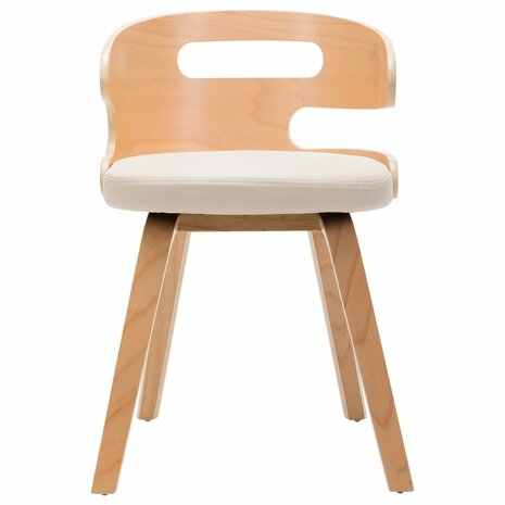 Eetkamerstoelen 4 st gebogen hout en kunstleer crèmekleurig 3