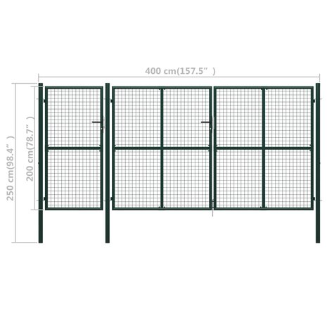 Poort 400x200 cm staal groen 5