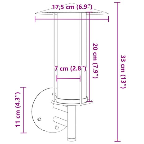 Buitenwandlamp roestvrij staal zwart 7