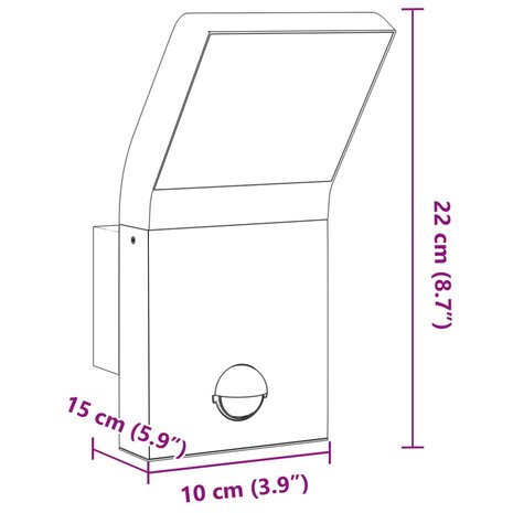 Buitenwandlamp LED met sensors gegoten aluminium zwart 9